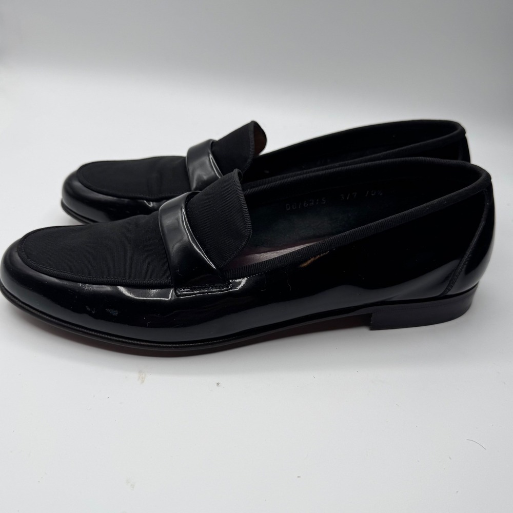 Salvatore Ferragamo Mens 10.5 Black Patent Leather Grosgrain Formal Loafers - Picture 5 of 9